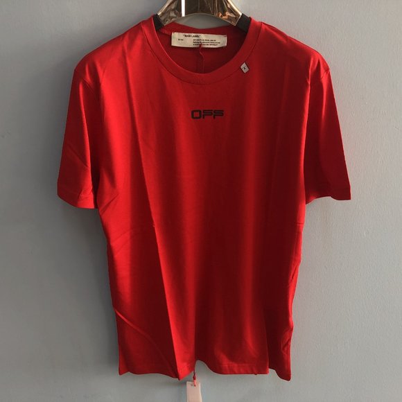 Off-White Men Back Side Logo Printed Red T-Shirt
